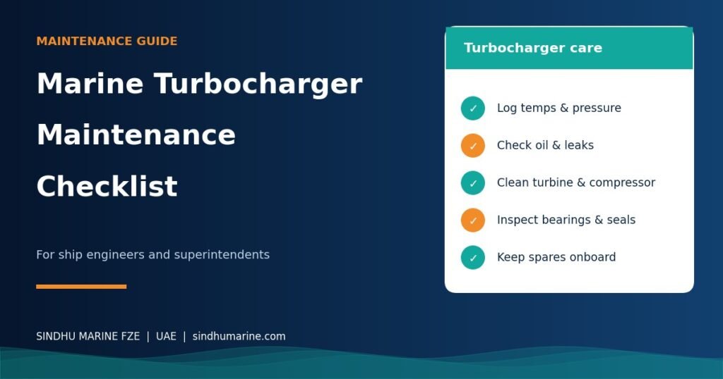 Marine turbocharger maintenance checklist for ship engineers